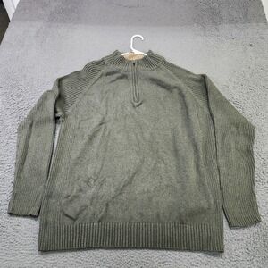 Covington Sweater Mens 2XL Green Quarter Zip Mock Neck Knit Pullover Casual